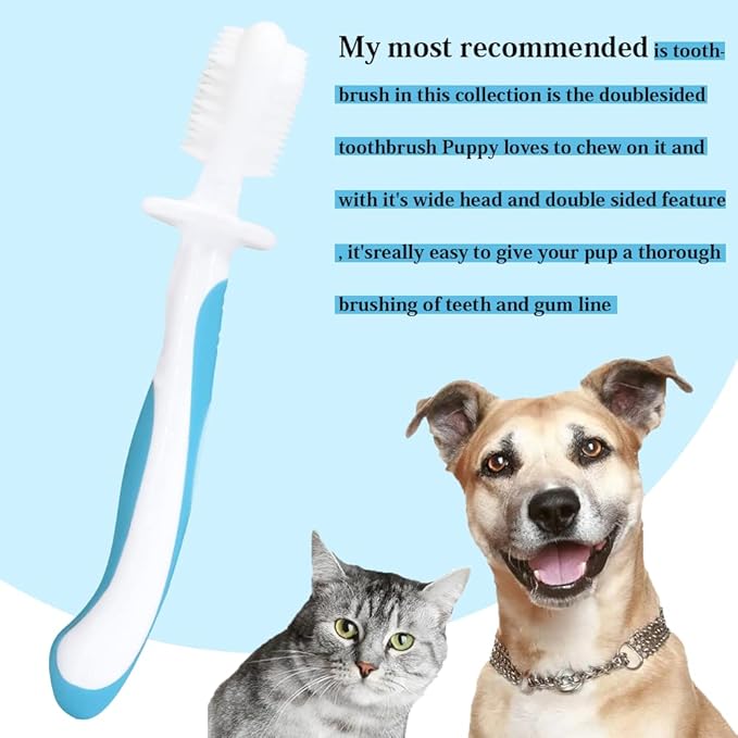 Dog Toothbrush Kit - Pet Toothbrush Pet Finger Toothbrush Use Professionally Set for Dogs/Cats/Puppies/Kittens&Pets for Dental Care (Blue)
