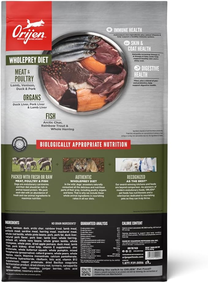 ORIJEN TUNDRA Dry Dog Food, Grain Free Dog Food, Fresh or Raw Ingredients, 23.5lb