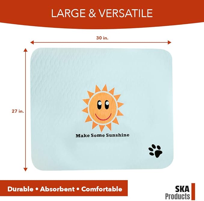Cute Washable Puppy Pee Pads | 4 Pack Sun, Palm Tree Designs | Large Super Absorbent Wee Wee Potty Mats | Dog Housebreaking, Pet Crate Training | Multi-Purpose Reusable Eco-Friendly | Whelping