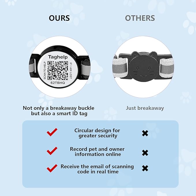 Integrated smart ID tag Cat Collar,Reflective Cat Collars, GPS Cat Collar with Bell, Tracker Cat Collars for Girl Boy Cats name &Phone Number on line, Kittens and Puppies (Blue Reflective)