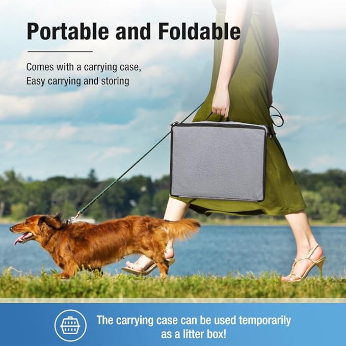 Lekereise 2-in-1 Cat, Dog Carrier for Small Medium Large Pets up to 35 Lbs, (17.7"*2)*16.5"*13" Car Travel Carrier with Litter Box, Bowl, and Locking Zipper - Dark Gray