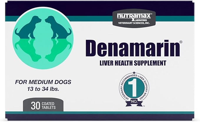 Nutramax Denamarin Liver Health Supplement for Medium Dogs - with S-Adenosylmethionine (SAMe) and Silybin, 30 Blister Pack Tablets