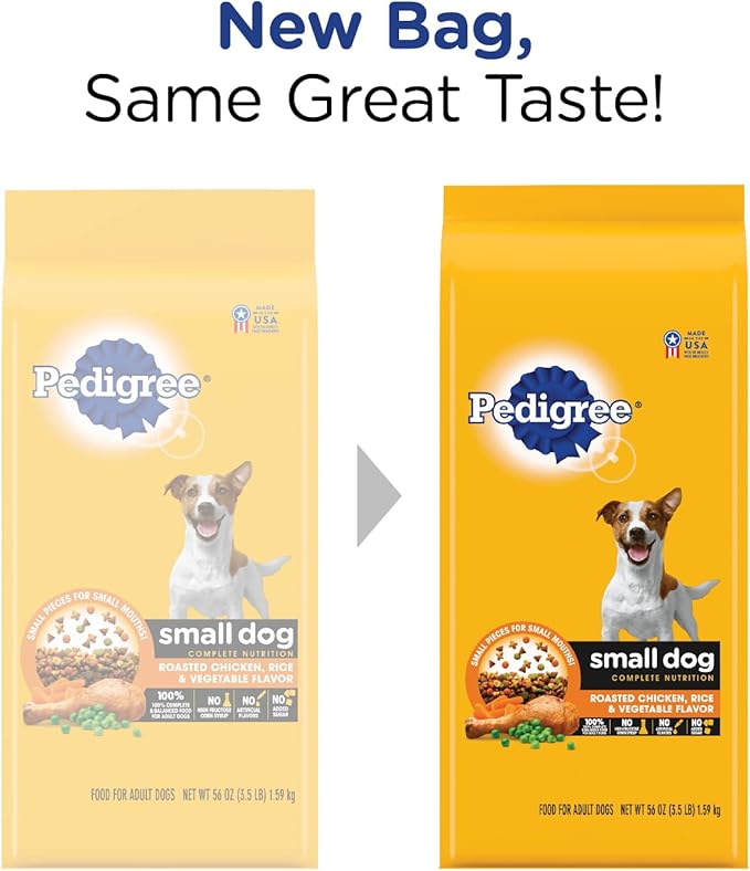 Pedigree Small Dog Complete Nutrition Small Breed Adult Dry Dog Food Roasted Chicken, Rice & Vegetable Flavor Dog Kibble, 3.5 Pound (Pack of 2)