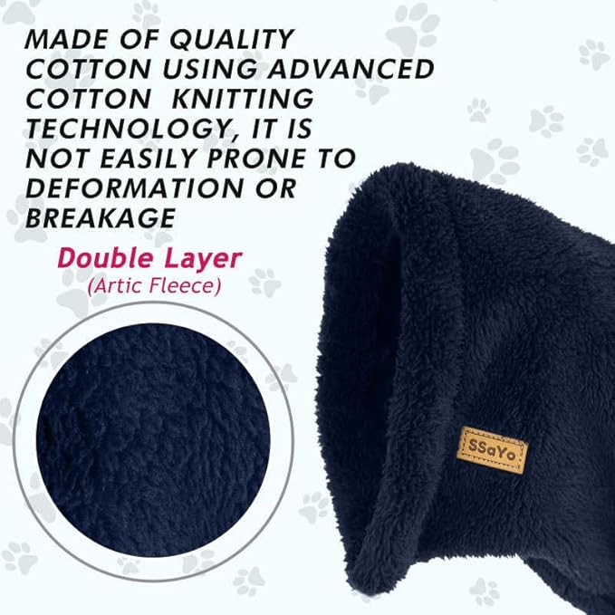Adjustable Dog Noise Cancelling Ear Muffs Noise Protection - No Flap Ear Wraps for Dogs - Snoods Dog Headband Ear Covers for Anxiety Relief, Thunderstorms, Fireworks & Grooming (Navy, Large)