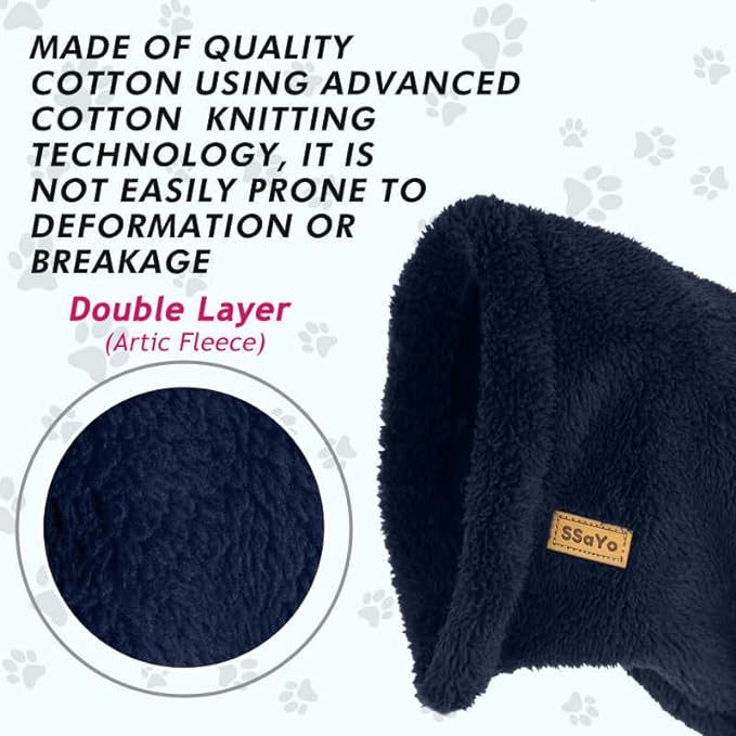 Adjustable Dog Noise Cancelling Ear Muffs Noise Protection - No Flap Ear Wraps for Dogs - Snoods Dog Headband Ear Covers for Anxiety Relief, Thunderstorms, Fireworks & Grooming (Navy, Medium)