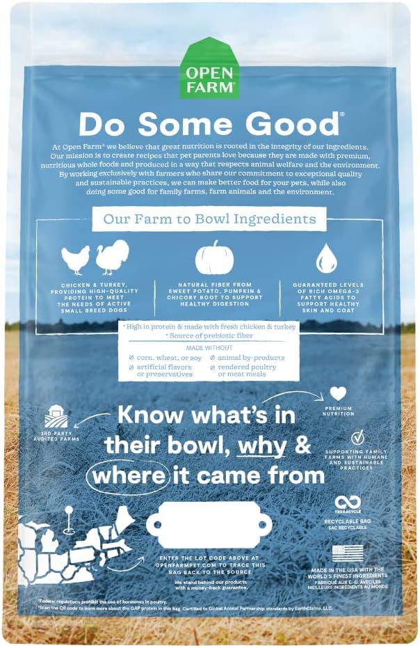 Open Farm Ancient Grains Dry Dog Food, Humanely Raised Meat Recipe with Wholesome Grains and No Artificial Flavors or Preservatives (Small Breed, 11 Pound (Pack of 1))