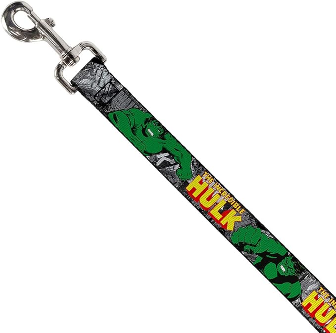 Buckle-Down Dog Leash The Incredible Hulk Action Poses Stacked Comics 6 Feet Long 1.0 Inch Wide, Multicolor, DL-6FT-WHU005