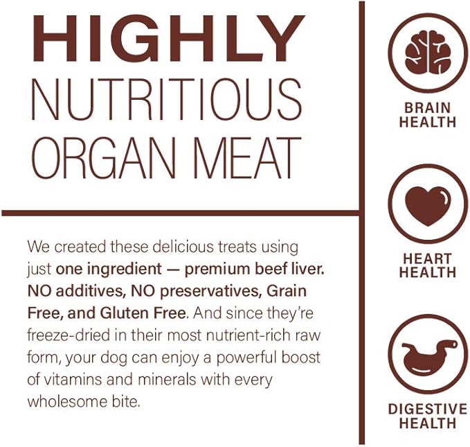 360 Pet Nutrition Freeze Dried Beef Liver Raw Single Ingredient Treats, Made in The USA, 4 Ounce (Beef Liver)