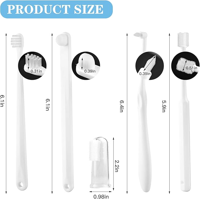 Dog Toothbrush Brushing Kit, Cat Tooth brushing Kit, Suitable for All Cats and Dogs Dental Care. White, Soft Bristles, Pet Toothbrush Kit Meets All Cleaning Needs, Multi-Functional Dental Cleaning