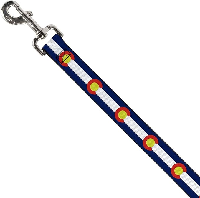 Dog Leash Colorado Flags2 Repeat 6 Feet Long 1.0 Inch Wide