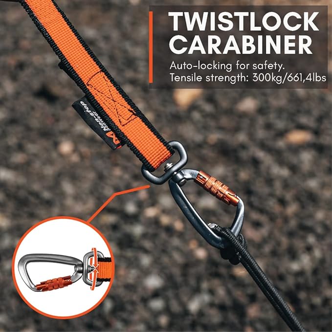 Non-stop dogwear Bungee leash Elastic Dog Leash for Sports like Running, Biking and Skiing with Dogs, Black/Orange, Size 2.8 m / 23 mm