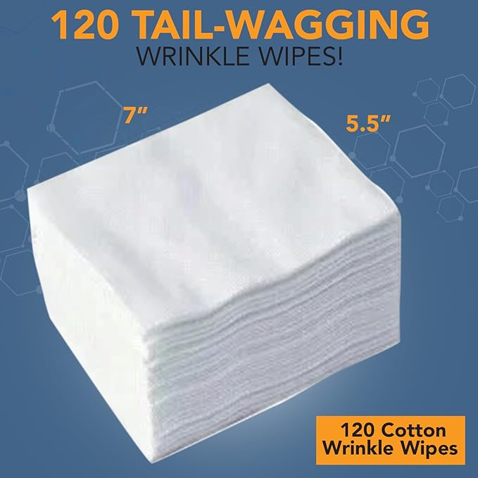 NOVEHA Wrinkle XL Wipes for Dogs | Wrinkle Wipes for Bulldog, French Bulldog, Pug, English Bulldog – Wipes for Multiple Areas Removes Dirt, Wrinkles, Folds, Tear Stain, Tail Pockets & Paws (120 Wipes)