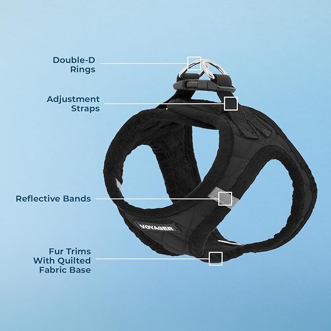 Voyager Step-In Plush Dog Harness – Soft Plush, Step In Vest Harness for Small and Medium Dogs by Best Pet Supplies - Harness (Black Plush), L (Chest: 18 - 20.5")