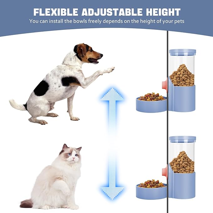 Hanging Cage Automatic Small Pet Food Bowl Water Bottle Dispenser, 1L Auto Gravity Pet Feeder and Waterer Set Kennel Feeding Station Crate Feeder Dish for Puppy Cats Rabbit Ferret (Purple)