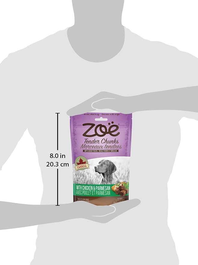 Zoe Tender Chunks for Dogs, All Natural Dog Treats, Grain-Free, Chicken and Parmesan Recipe, 5.3 oz., 92042