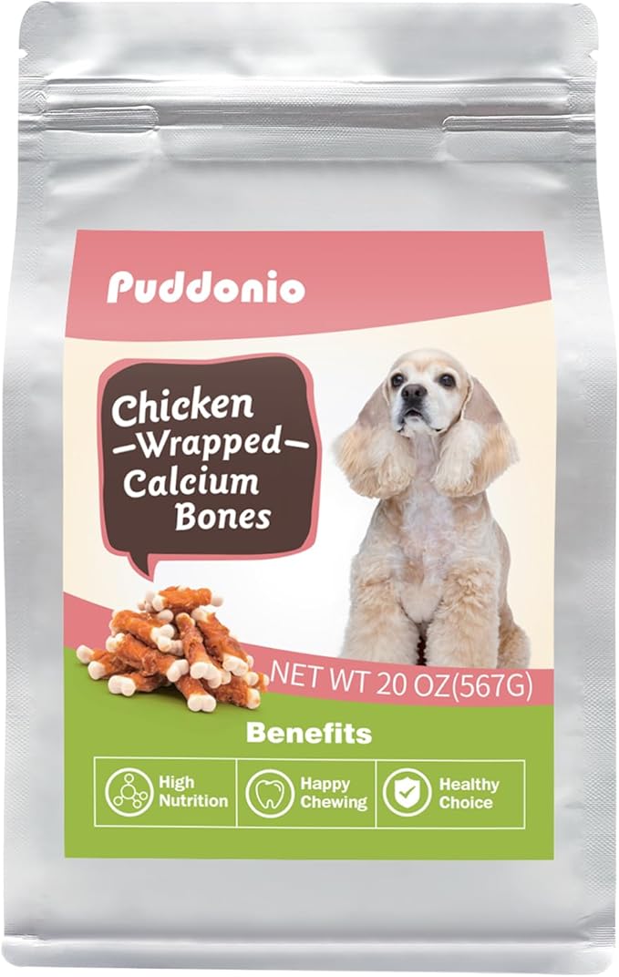 Dog Treats, 2.3 Inch Chicken Wrapped Calcium Bones, Rawhide Free Dog Chews Natural and Chewy Dog Treats, Dog Training Snacks for Small Dogs, 20 oz