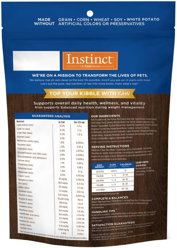 Instinct Raw Boost Mixers Freeze Dried Raw Dog Food Topper, Grain Free Dog Food Topper with Functional Ingredients 12.5 Ounce (Pack of 1)