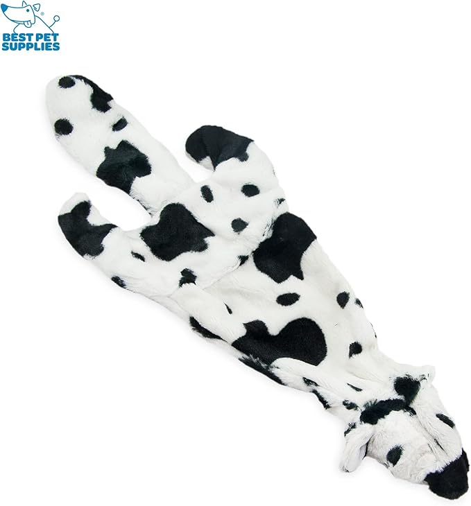 Best Pet Supplies Stuffing Free Squeaky Dog Toys for Small Dogs, Medium Dogs, and Large Dogs, Durable, Best Dog Chew Toy for Teething Puppy, Indoor Play, Holds Plastic Bottle - Cow, Large