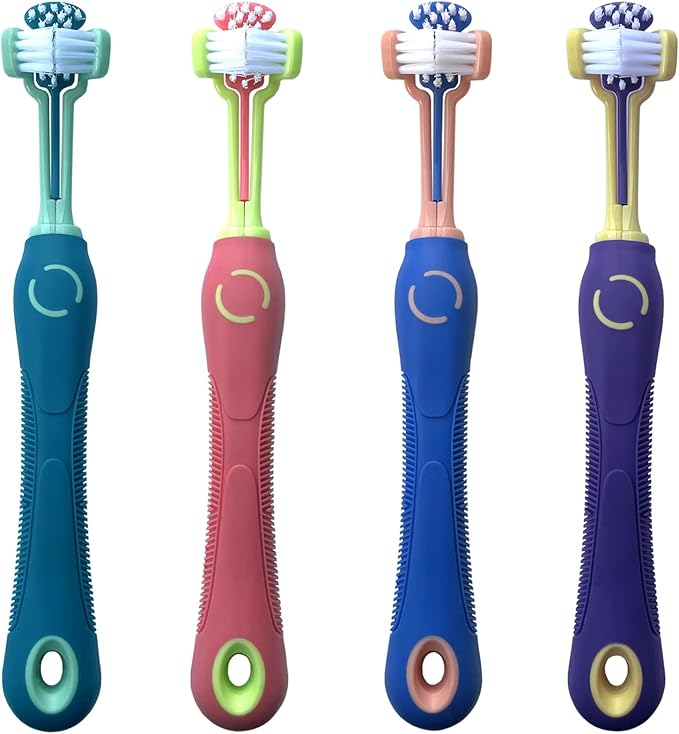 Dog Toothbrushs,Tooth Brushs Suitable for Pet,Dog Teeth Care Cleaning Mouth,Three Sided Design for Easy Teeth Cleaning