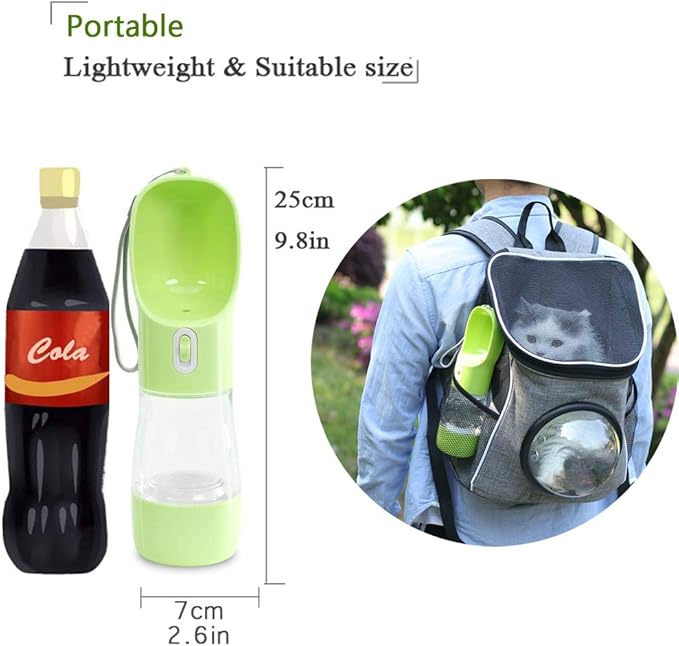 Dog Water Bottle for Walking, Multifunctional and Portable Dog Travel Water Dispenser with Food Container,Detachable Design Combo Cup for Drinking and Eating,Suitable for Cats and Puppy