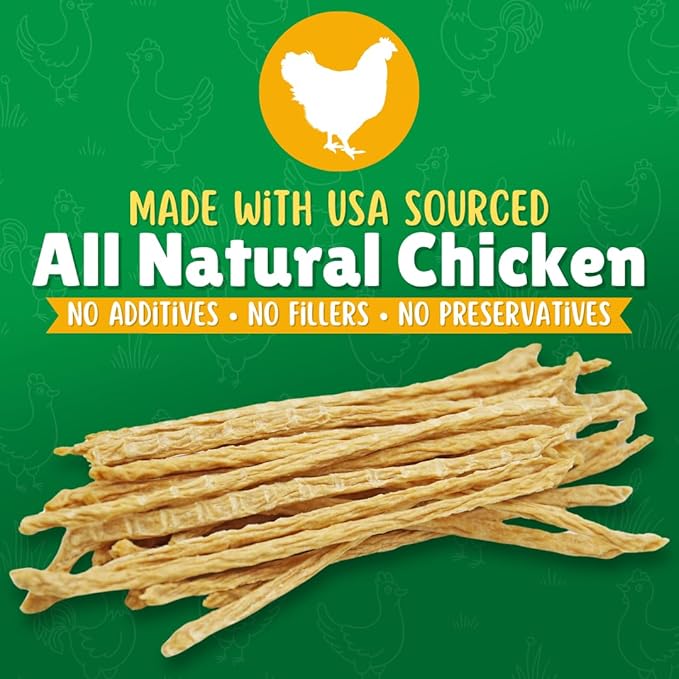 Lucky Premium Treats Chicken Straw Dog Treats – USA Made Single Ingredient Chicken Jerky for Dogs – All Natural Jerky Treat – 7 oz Jar