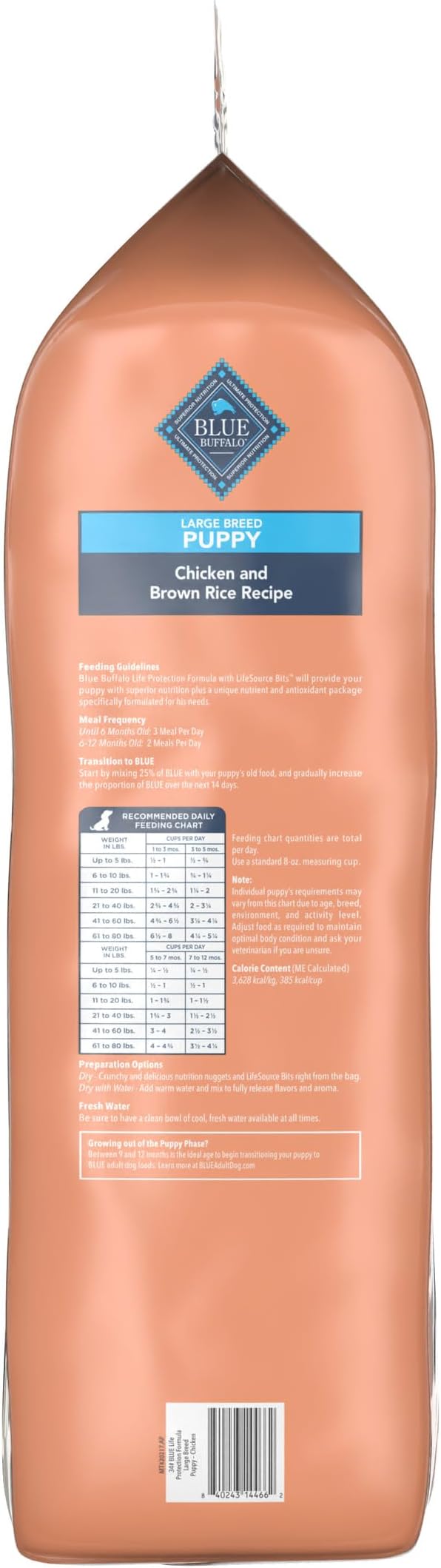 Blue Buffalo Life Protection Formula Natural Puppy Large Breed Dry Dog Food, Chicken and Brown Rice 34-lb