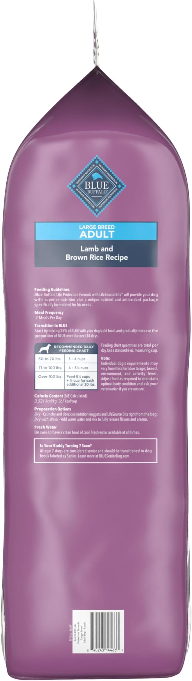 Blue Buffalo Life Protection Formula Natural Adult Large Breed Dry Dog Food, Lamb and Brown Rice 34-lb