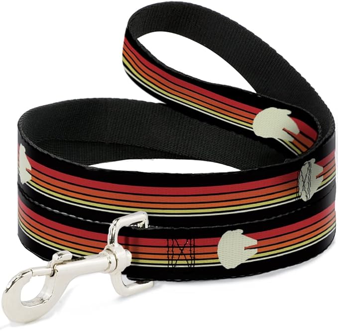Star Wars Pet Leash, Dog Leash, Star Wars Millennium Falcon Stripe Black/Multi Color, 4 Feet Long 1.0 Inch Wide