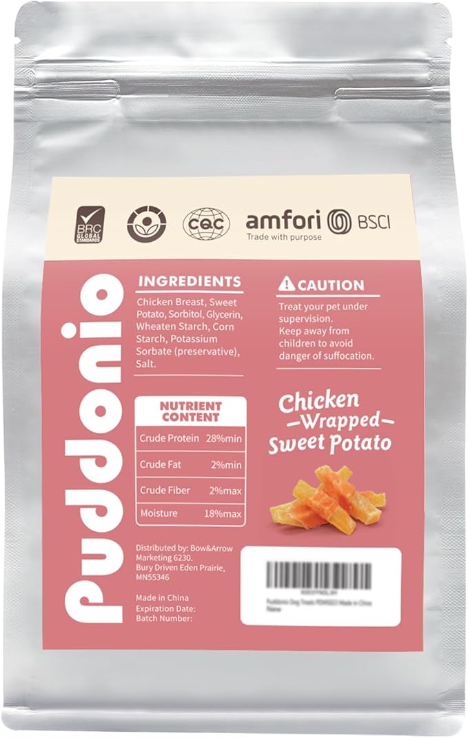 Dog Treats, Chicken Wrapped Sweet Potato Jerky Treats, Rawhide Free Soft Training Snacks for Puppy and Small Dogs, 14 oz