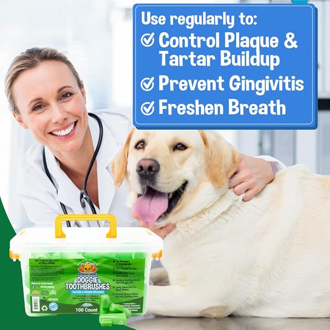 Bodhi Dog Finger Toothbrush for Dogs & Cats | Puppy Toothbrush with Soft & Flexible Silicone Bristles for Pet Dental Care | Easy Teeth Cleaning Dog Finger Toothbrush, 100 Count