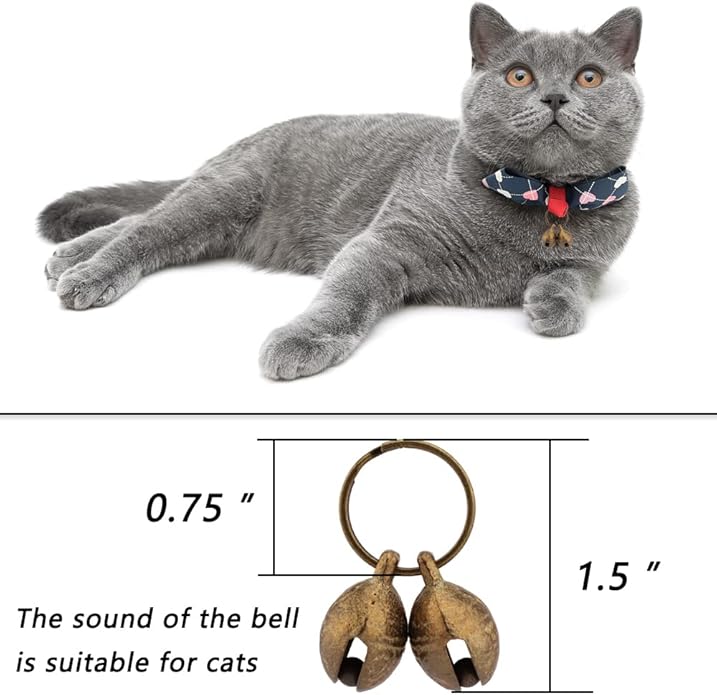 Bells for Cat Collars - 2 Pack Copper Bells for Little Dogs & Cats Noise Maker Anti-Theft Bell Come with Silver Pet Anti-Lost ID Pendant Tags (2Set)