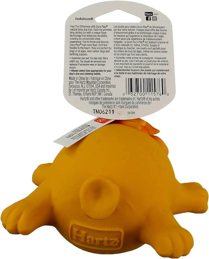 Hartz Dura Play ZooBalloons Dog Toy, 1 Count (Pack of 1), All Breed Sizes