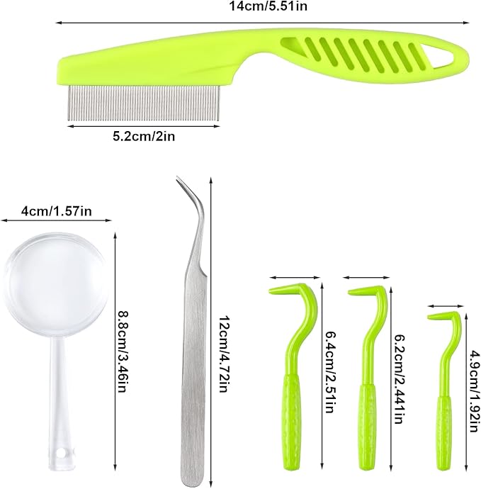 6pcs Tick Removal Tool, Tick Remover for Dogs Cats and Humans Convenient Tick Remover Plastic with Tweezers Comb and Magnifying Glass