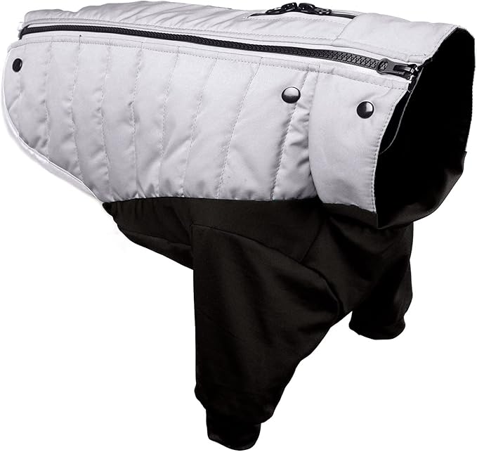 Furhaven Water-Repellent XS Dog Coat, Washable & Reflective w/ Leash Access & Stretch Fabric - Pro-Fit Active Jacket - Chrome, Extra Small