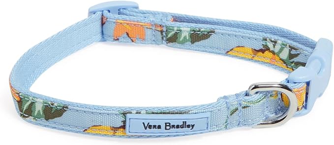 Vera Bradley Women's Recycled Lighten Up Water-repellent Adjustable Pet Collar, Sunflower Sky, Small