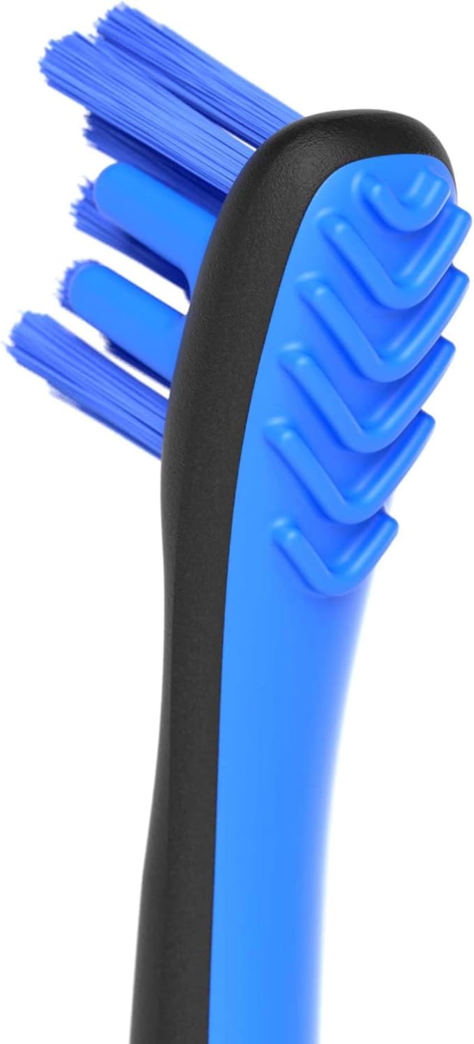 Dual-Size Angled Soft Brush Heads Toothbrush for Pet Puppies, Dogs, and Cats - Ergonomic Handle, Long Neck, Special Rubber Stimulators - Dental Care Tool for Healthy Oral Hygiene
