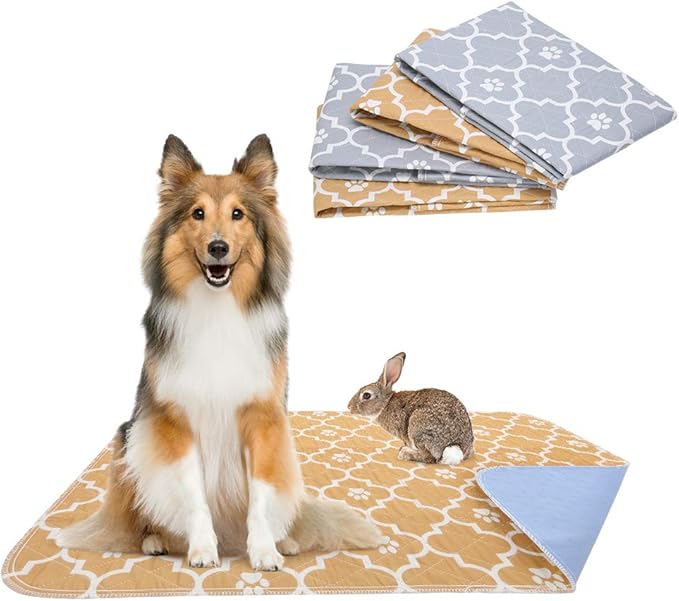 KOOLTAIL Washable Pee Pads for Dogs - 4 Packs Reusable Potty Training Pads Waterproof, Anti-Slip Puppy Whelping Mat, Fleece Liners for Small Animals Rabbits