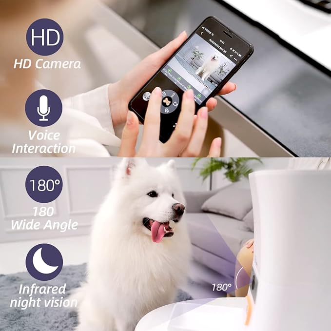 SKYMEE 8L/12L 2.4G & 5G WiFi Aautomatic Dog Feeder & Automatic cat feeders -1080P Full HD Pet Camera Treat Dispenser with Night Vision and 2-Way Audio