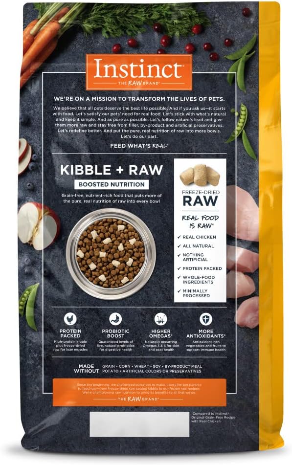 Instinct Raw Boost Grain Free Dry Dog Food, High Protein Real Chicken Kibble + Freeze Dried Raw Dog Food, 21 lb. Bag