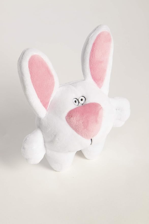 goDog Big Nose Bunny Squeaky Plush Dog Toy, Chew Guard Technology - White, Small