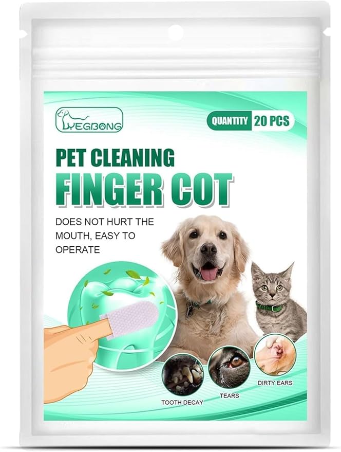 20Pcs White Teeth Cleaning Finger Wipes,Dog Eye WipesCleaning Wipes for Pet Teeth and Dog Tooth Brushing for Cleaning Teeth Ears and Eyes Suitable for Dogs and Cats Dirt and Discharge Pet Supplies