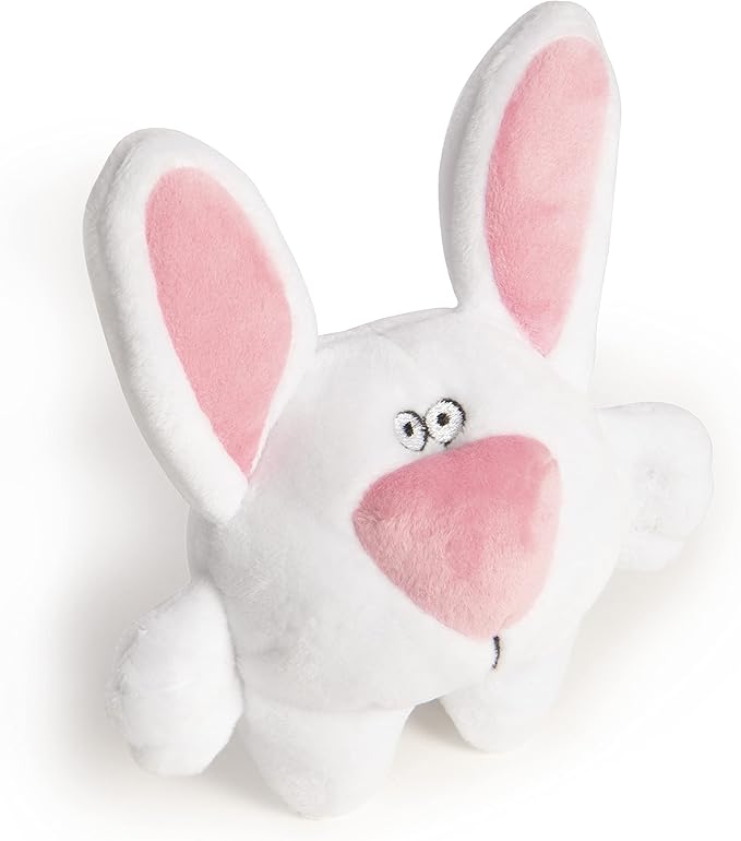 goDog Big Nose Bunny Squeaky Plush Dog Toy, Chew Guard Technology - White, Small