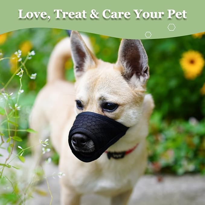 Mayerzon Dog Muzzle, Soft Mesh Muzzle for Small Medium Large Dogs Chihuahua Poodles Beagle Dachshund Corgis Labrador, Puppy Muzzle for Biting Chewing Grooming, Allows Panting Drinking