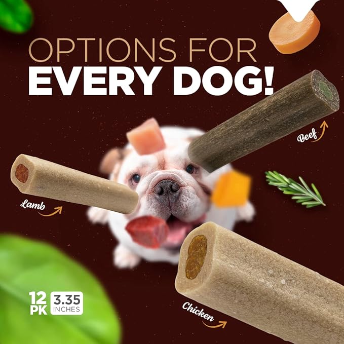 Natural Farm Natbones Superfood, All Natural Chicken Flavor Dog Treats (12 Pack) - Chewy Chicken Protein with Chia, Sweet Potato, Brocolli and Omega - Soup Bone, Dog Chews Engaging Dual Texture