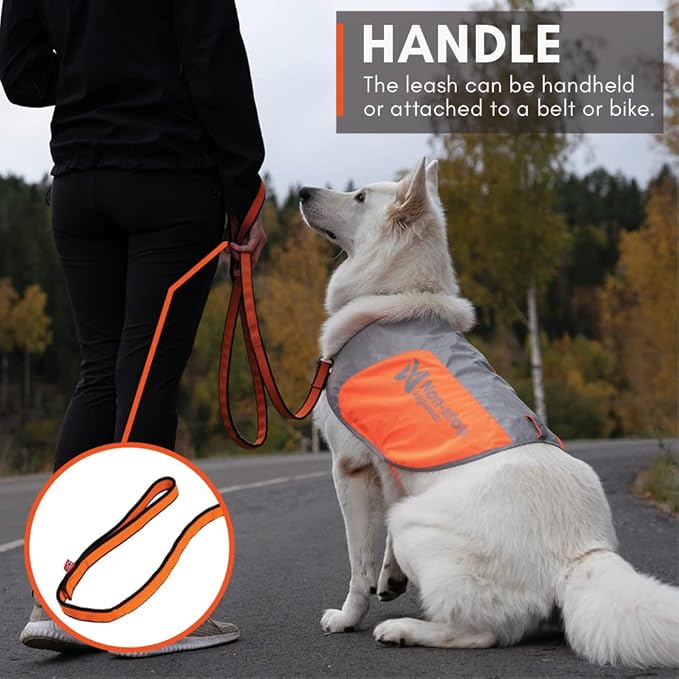 Non-stop dogwear Bungee leash Elastic Dog Leash for Sports like Running, Biking and Skiing with Dogs, Black/Orange, Size 2.8 m / 23 mm