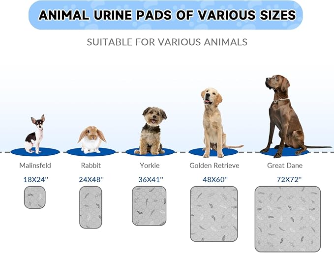 2-Pack Extra Large Reusable Dog Mat for Floor, Dog Playpen, Non-Slip Waterproof Dog Pee Pad, Super Absorbent Washable Pee Pads for Dogs, Pet Whelping Pads, Crate (36" x 41", Sky Blue)