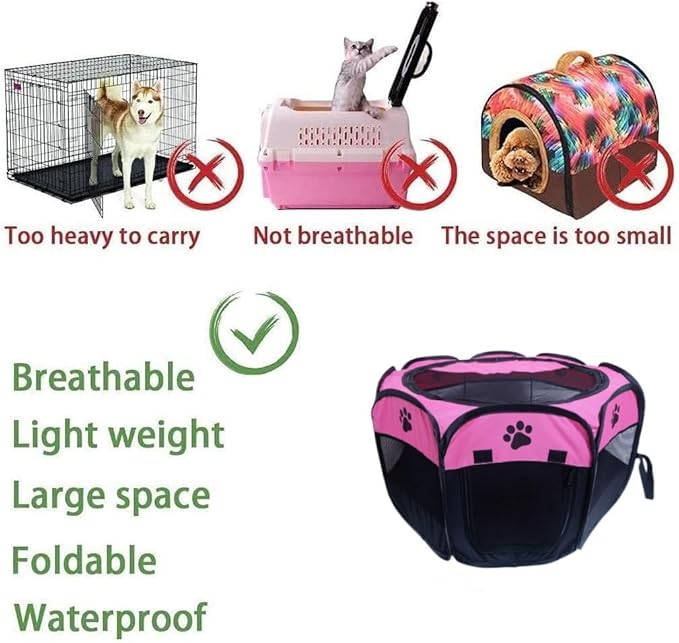 Portable Pet Playpen,Foldable Dog Playpen for Dogs and Cats,Rabbits,Pet Exercise Pet Tents Indoor Outdoor Use (S(28.7" x 28.7" x 16"), Rosered)