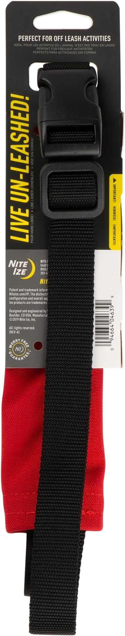 Nite Ize Raddog All-in-One Collar and Leash Combo - Heavy-Duty Dog Collar with Built-in Retractable Leash - 20" to 25" Collar - Red, X-Large