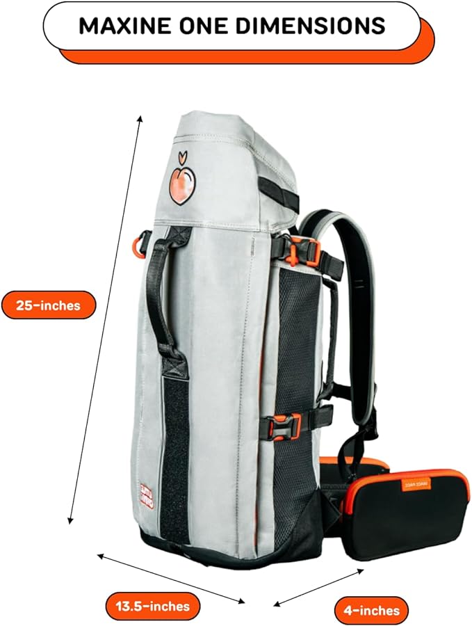 Maxine One Dog Backpack Carrier with Snacc Pacc Hip Belt by LITTLE CHONK | Adjustable Front Facing Bag for Travel or Hiking | Snack Storage | Made for Pets Up to 50 lbs | Medium, Chonkcrete Gray