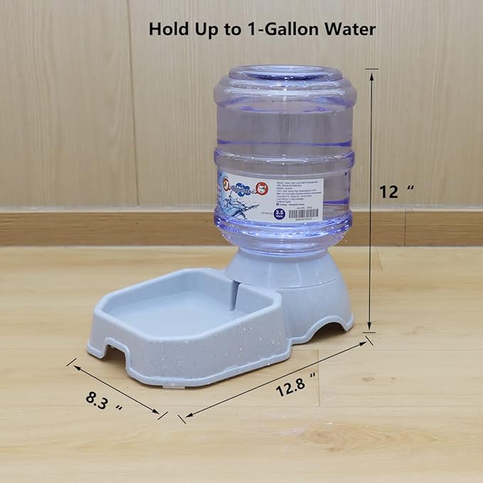 Automatic Dog Cat Water Dispenser,Gravity Multi Pet Drinking Fountain,Set with Pet Bowl for Medium Dog Puppy Kitten, 1 Gallon/ 3.8L Capacity (Waterer)